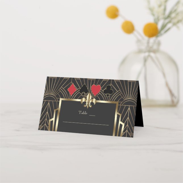Tarjeta De Asiento Vegas Casino Royale Art Deco 50th Birthday  (Anverso)