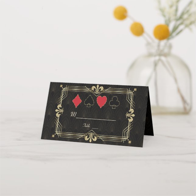Tarjeta De Asiento Vegas Casino Royale Art Deco Bachelor Party (Reverso)