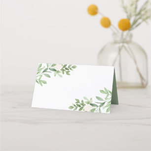 Tarjeta De Asiento Vegetación acuática simple y flores blancas