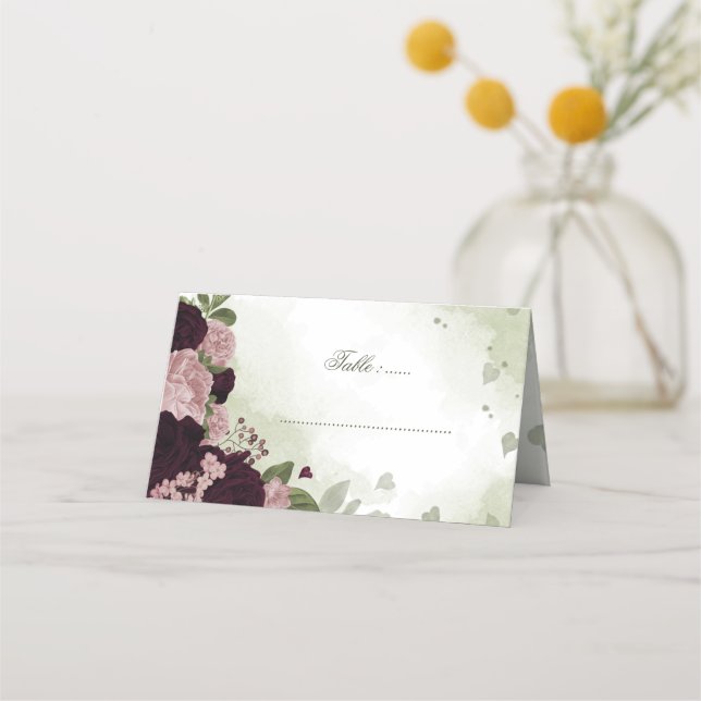 Tarjeta De Asiento vegetación de flores rosa y de ciruela (Anverso)