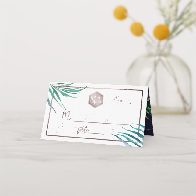Tarjeta De Asiento Vegetación de PixDezines, bordes de palmeras acuát (Anverso)