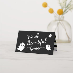 Tarjeta De Asiento Vendemos casas con bonitos   Halloween Realtor Mar