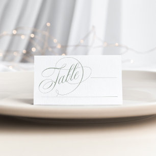 Tarjeta De Asiento Verde blanco y sabio   Boda de elegancia italiana