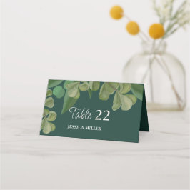 Tarjeta De Asiento Verde esmeralda Elegante vegetación rústica hojas 