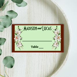 Tarjeta De Asiento Verde profundo sobre el verde claro Calla Lilies B