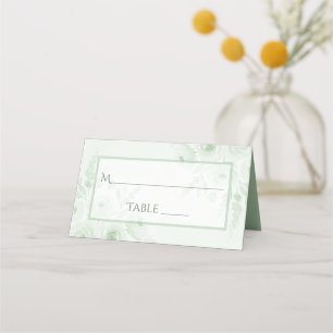 Tarjeta De Asiento Verde Salvia Boho Floral Elegante Boda Escribir A