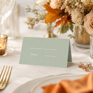 Tarjeta De Asiento Verde salvia crema boda moderno simple