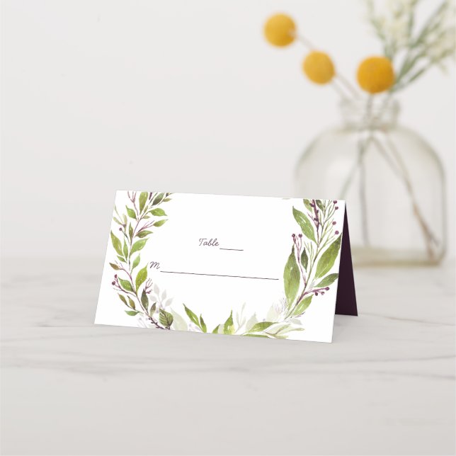 Tarjeta De Asiento Verdor Plum oscuro Mauve Berries Place Cards (Anverso)