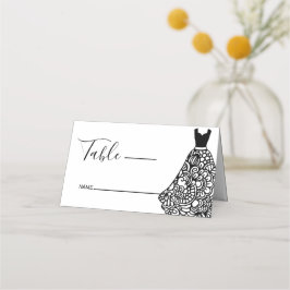 Tarjeta De Asiento Vestido Boda de encaje negro