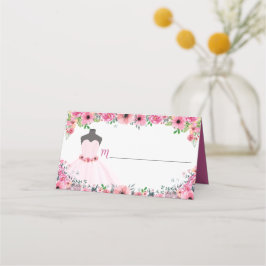 Tarjeta De Asiento Vestido Quinceanera floral rosa Fiesta Blank