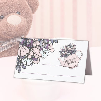 Tarjeta De Asiento Vestir al Fiesta del té Chicas Cumpleaños