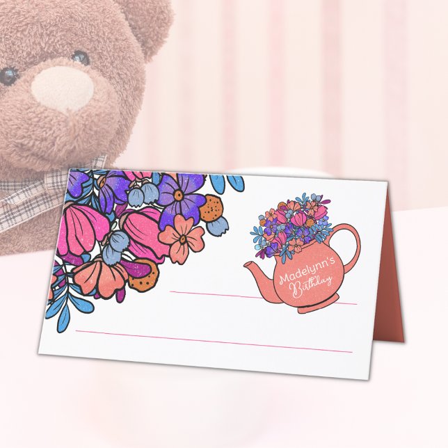Tarjeta De Asiento Vestir al Fiesta del té Chicas Cumpleaños (Subido por el creador)