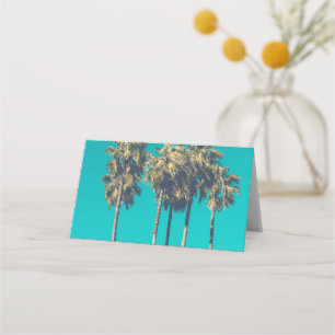 Tarjeta De Asiento Vibe Retro de Palmeras Tropicales