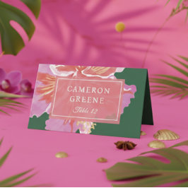 Tarjeta De Asiento Vibrant Hibiscus Tropical Wedding Place Card