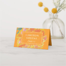 Tarjeta De Asiento Vibrant Marigold Orange Wedding 