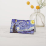 Tarjeta De Asiento Vincent Van Gogh Starry Night Vintage Bella Artes<br><div class="desc">Vincent van Gogh Starry Night Bella Artes Painting Starry Night es un cuadro del artista holandés post-impresionista Vincent van Gogh. El cielo azul nocturno está lleno de nubes, estrellas y una luna creciente brillante. La noche estrellada es la única noche de la serie de vistas desde la ventana de su...</div>