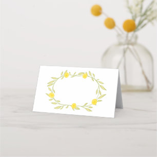 Tarjeta De Asiento Vinos florales Moda Wreath Elegante Verde Amarillo