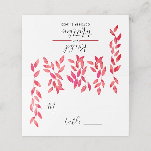 Tarjeta De Asiento Vinos rosados calientes y Boda de follaje (Exterior desplegado)