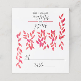 Tarjeta De Asiento Vinos rosados calientes y Boda de follaje