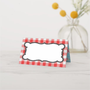 Tarjeta De Asiento Vintage BBQ Place/Food Tent Cards-Gingham