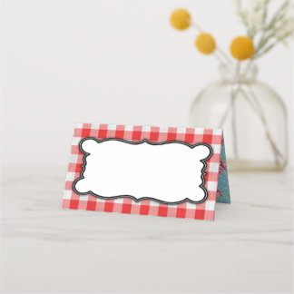 Tarjeta De Asiento Vintage BBQ Place/Food Tent Cards-Gingham