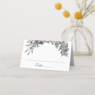 Tarjeta De Asiento Vintage Floral Black White Boda