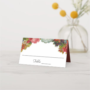 Tarjeta De Asiento Vintage Floral Marsala Burgundy Boda Table