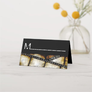 Tarjeta De Asiento Vintage Gold y Black Film Strip Watercolor