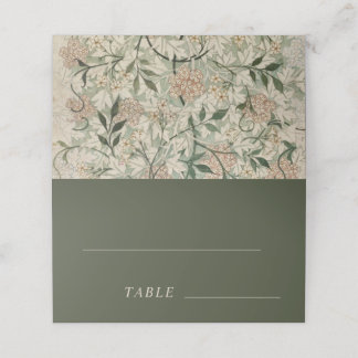 Tarjeta De Asiento Vintage Jardín Botánico Floral Verde Elegante
