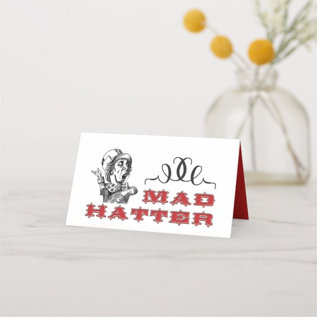 Tarjeta De Asiento Vintage Mad Hatter Ilustracion (Anverso)