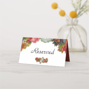 Tarjeta De Asiento Vintage Marsala Red Floral Boda Reservado