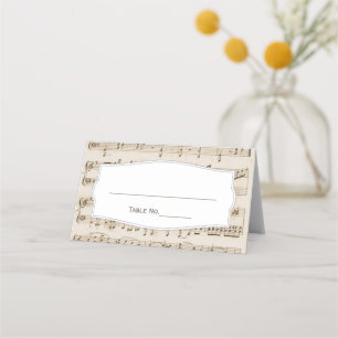 Tarjeta De Asiento Vintage Music Notes Musical Boda Place Cards