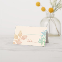 Tarjeta De Asiento Vintage Pastel Floral Peach Green Boda