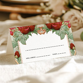 Tarjeta De Asiento Vintage Red Rose Boda Comida Elección de Lugar Tar