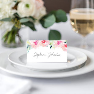 Tarjeta De Asiento Vintage Rubor Spring Floral Watercolor Boda