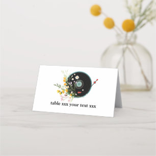 Tarjeta De Asiento Vinyl Record, música rústica de los viejos, flores
