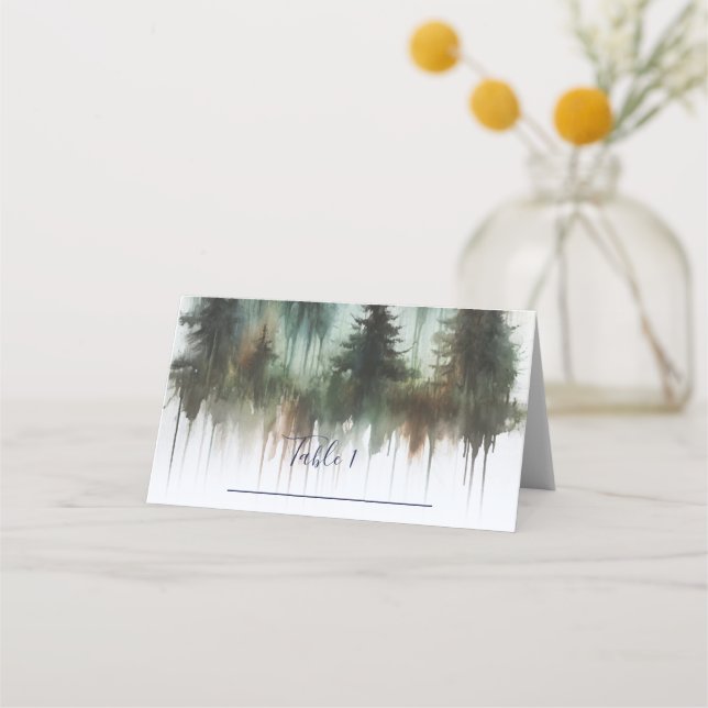 Tarjeta De Asiento Watercolor Bears Rustic Wilderness Boda Asientos (Anverso)