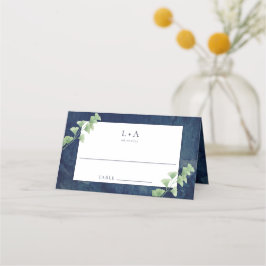 Tarjeta De Asiento Watercolor Dark Blue Greenerenery Boda Place Card