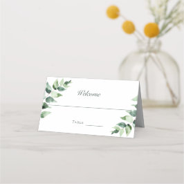 Tarjeta De Asiento Watercolor Eucalyptus Wedding | White