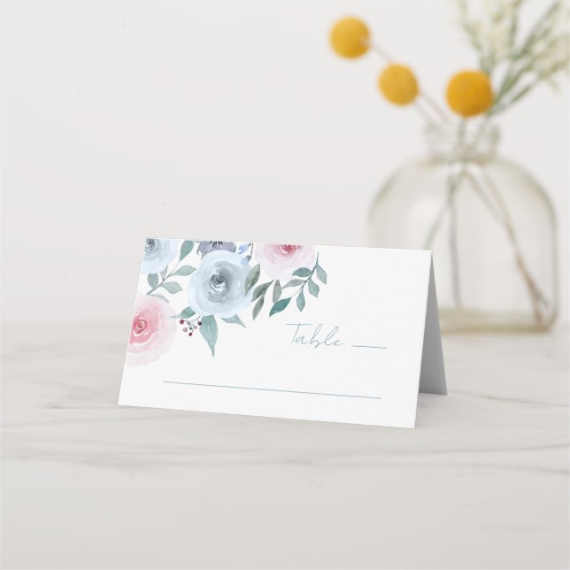 Tarjeta De Asiento Watercolor Floral Greenery Spring Wedding (Anverso)