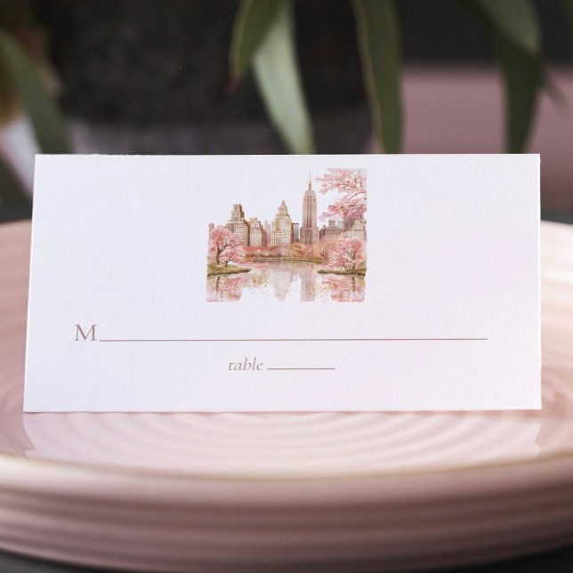 Tarjeta De Asiento Watercolor New York Destination Wedding (Subido por el creador)
