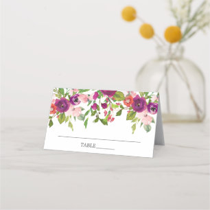 Tarjeta De Asiento Watercolor Rubor y Marsala Floral