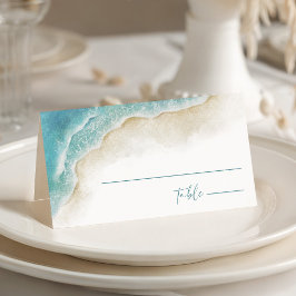 Tarjeta De Asiento Watercolor Summer Ocean Beach Wedding