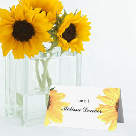 Tarjeta De Asiento Watercolor Sunflowers Wedding