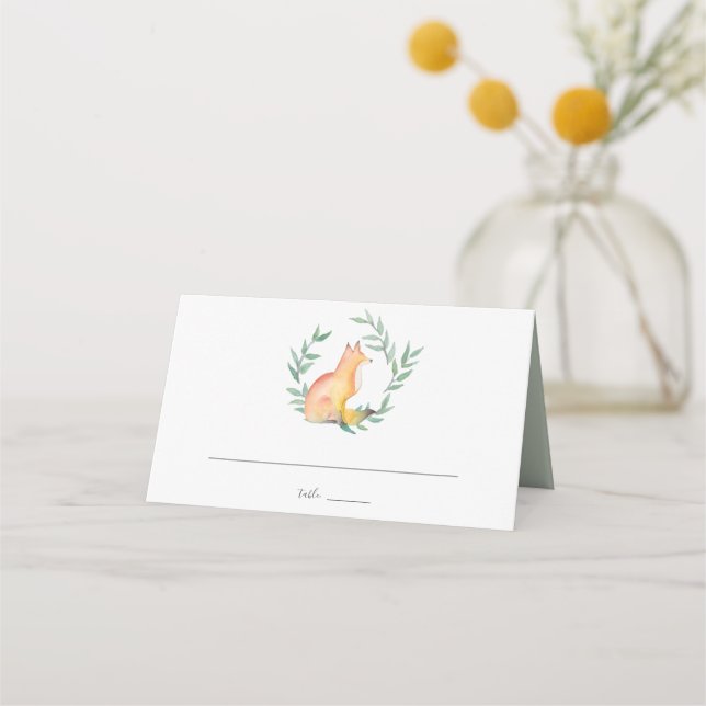 Tarjeta De Asiento Watercolor Woodland Fox (Anverso)