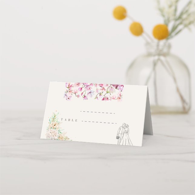 Tarjeta De Asiento Wedding Folded Place Cards (Anverso)