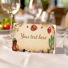 Tarjeta De Asiento Western First Rodeo Cowboy Birday Place Card