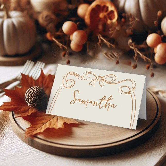 Tarjeta De Asiento Whimsical Bow Thanksgiving Place Cards (Subido por el creador)