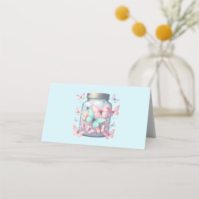 Tarjeta De Asiento Whimsical Butterflies in a Jar (Anverso)