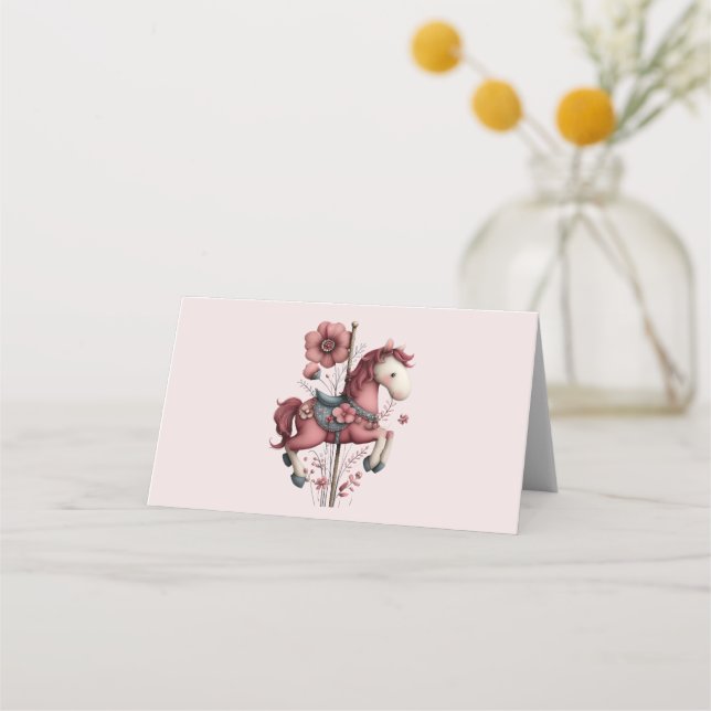Tarjeta De Asiento Whimsical Carousel Horse Image (Anverso)